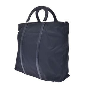 Prada Black Nylon Handbag Tote Leather Bag